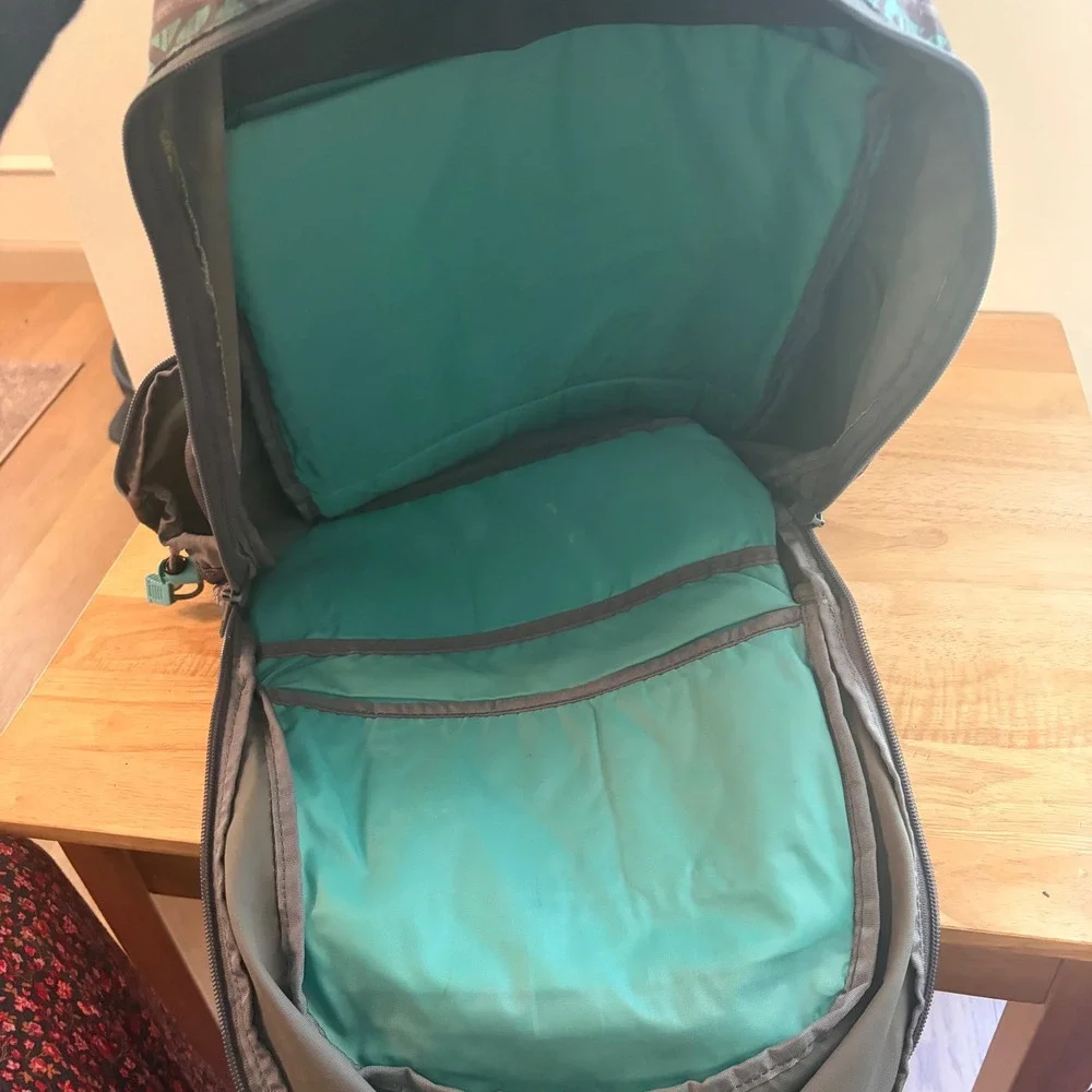 Dakine Gray Teal Yellow Backpack Bag Laptop Sleeve Zipper‎ Closure school work